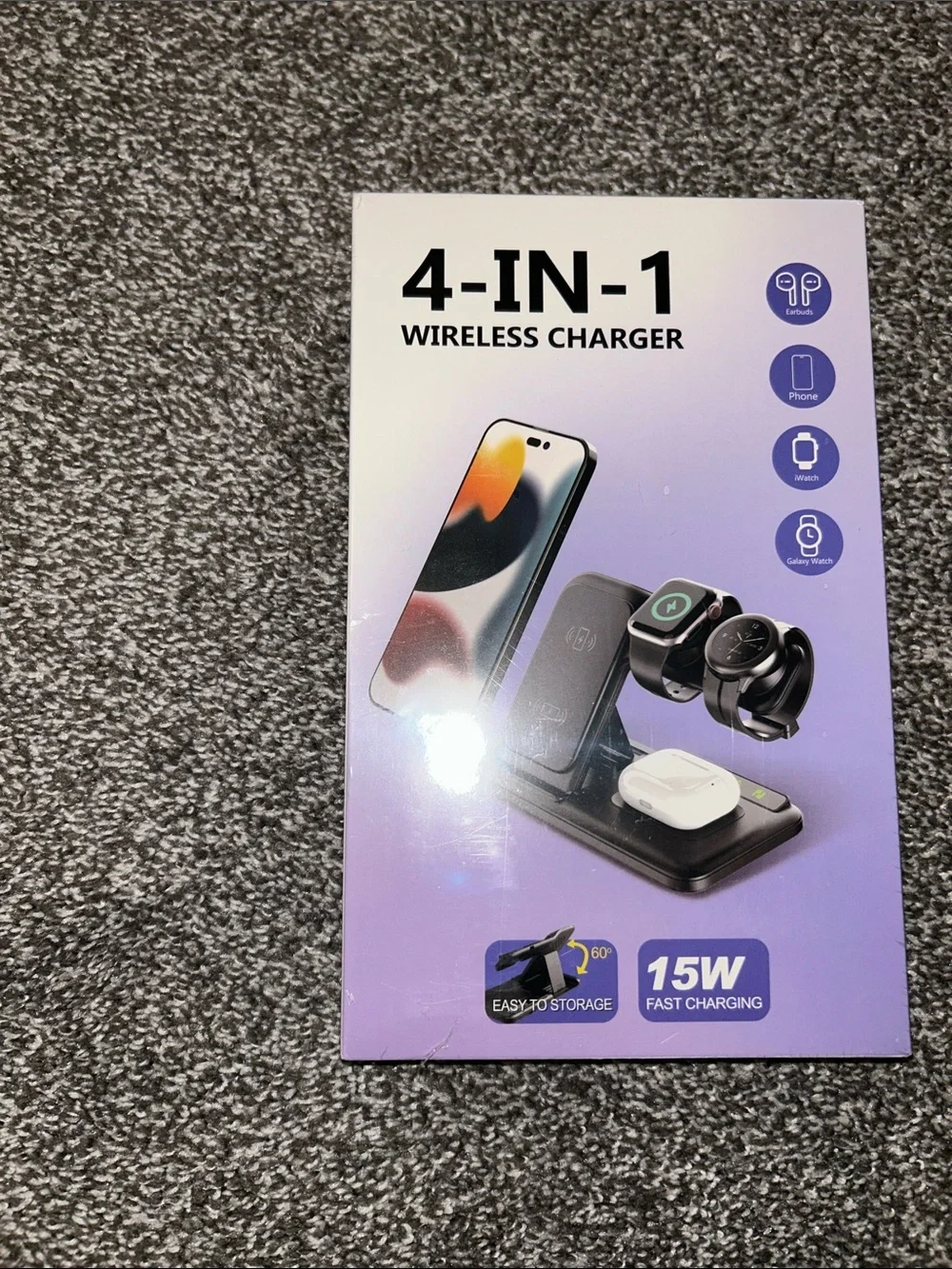 4-IN-1 Wireless Charger Stand - Black and White